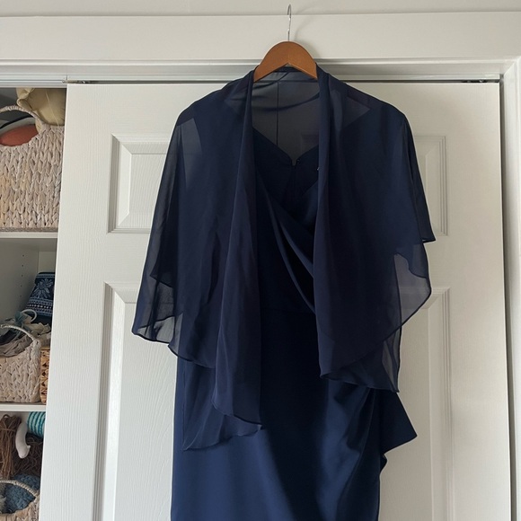 SLNY Dark Blue Navy Gown Size 16 - Picture 7 of 7